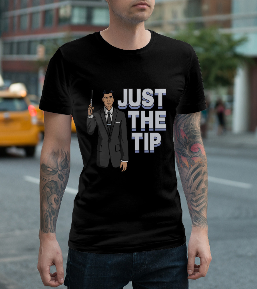 Archer Just The Tip Text Cartoon Character in Suit T-Shirt