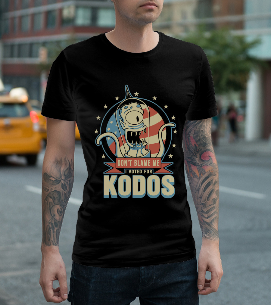 Don't Blame Me I Voted For Kodos Simpsons Alien American Flag T-Shirt