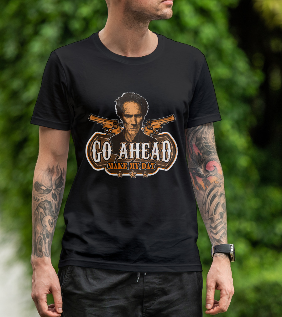 Go Ahead Make My Day Clint Eastwood Dirty Harry Guns Retro T-Shirt