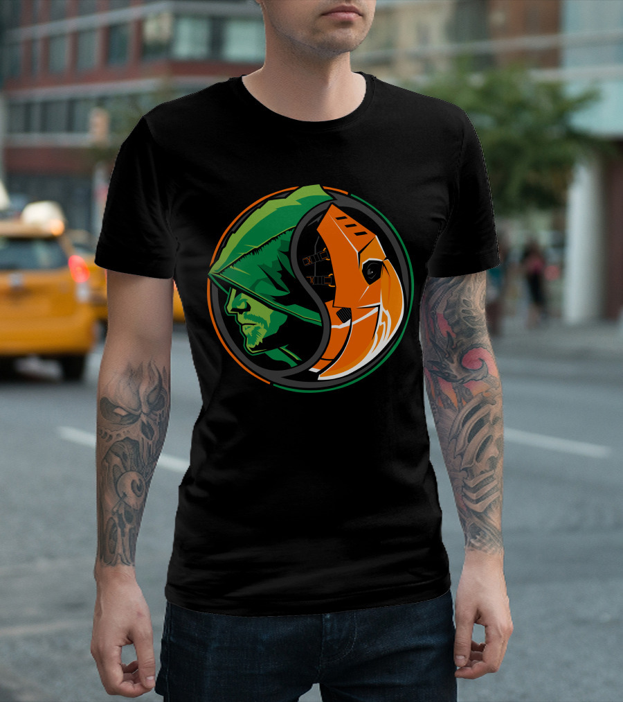 Green Arrow Slade Deathstroke Yin Yang T-Shirt