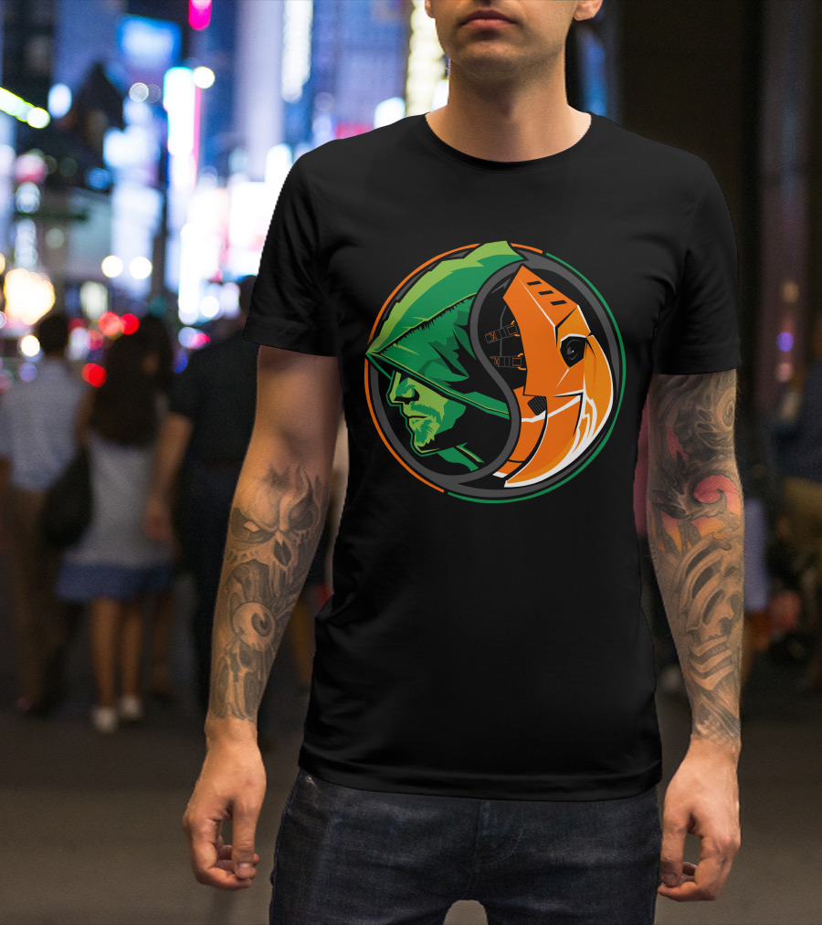 Green Arrow Slade Deathstroke Yin Yang T-Shirt