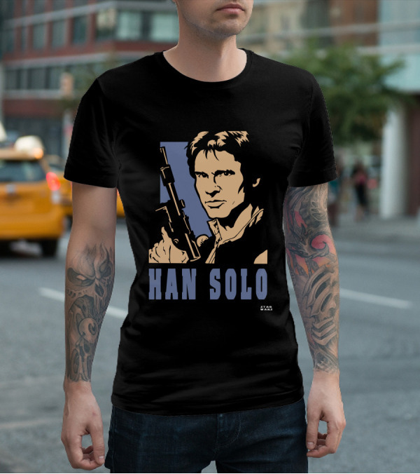 Han Solo Star Wars Vintage Style Graphic With Blaster T-Shirt