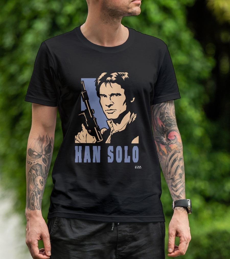 Han Solo Star Wars Vintage Style Graphic With Blaster T-Shirt