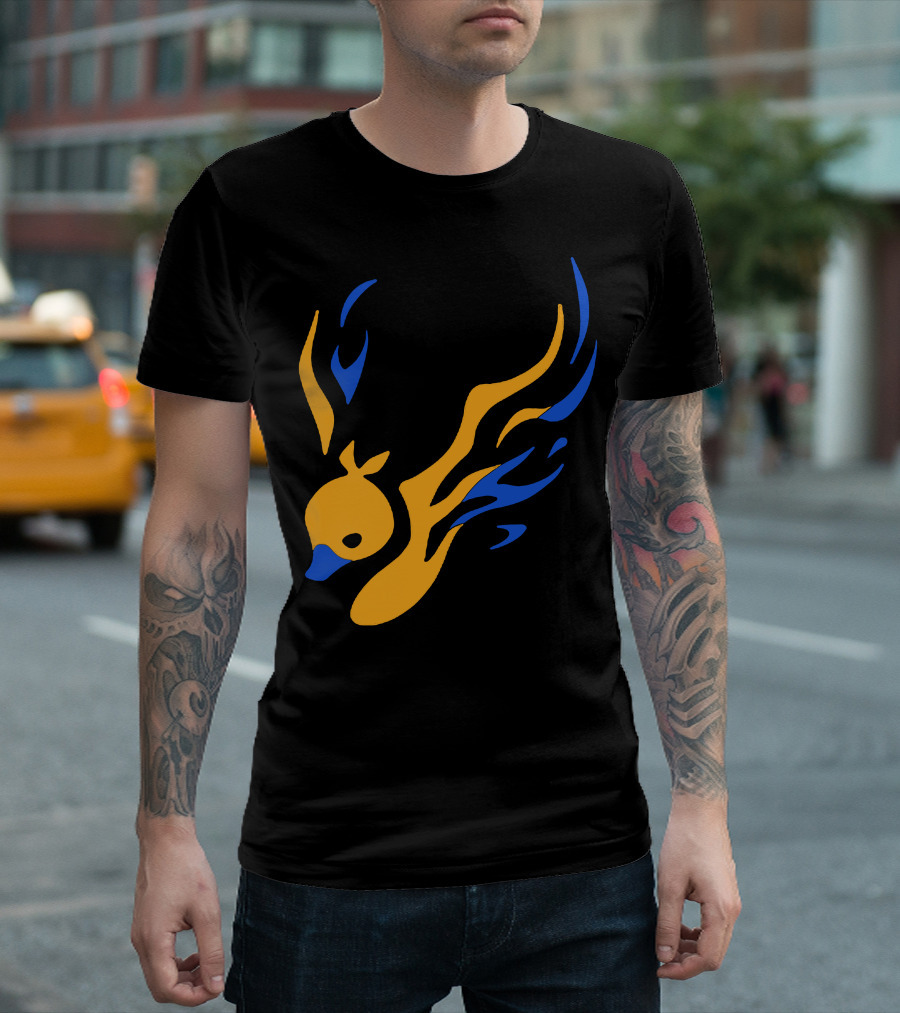 Uhiuhihn Phoenix Inspired Iconic Blue and Orange T-Shirt