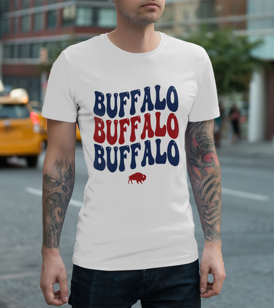 Buffalo Buffalo Buffalo Groovy Retro Style with Bison T-Shirt