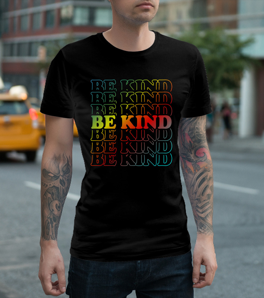 Be Kind Colorful Gradient Text Mick Foley T-Shirt