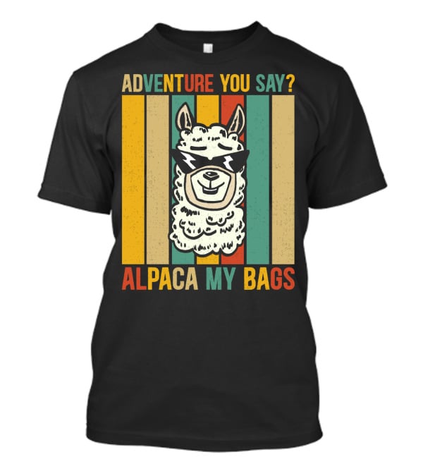 Adventure You Say Alpaca My Bags Vintage Retro Striped Alpaca T-Shirt