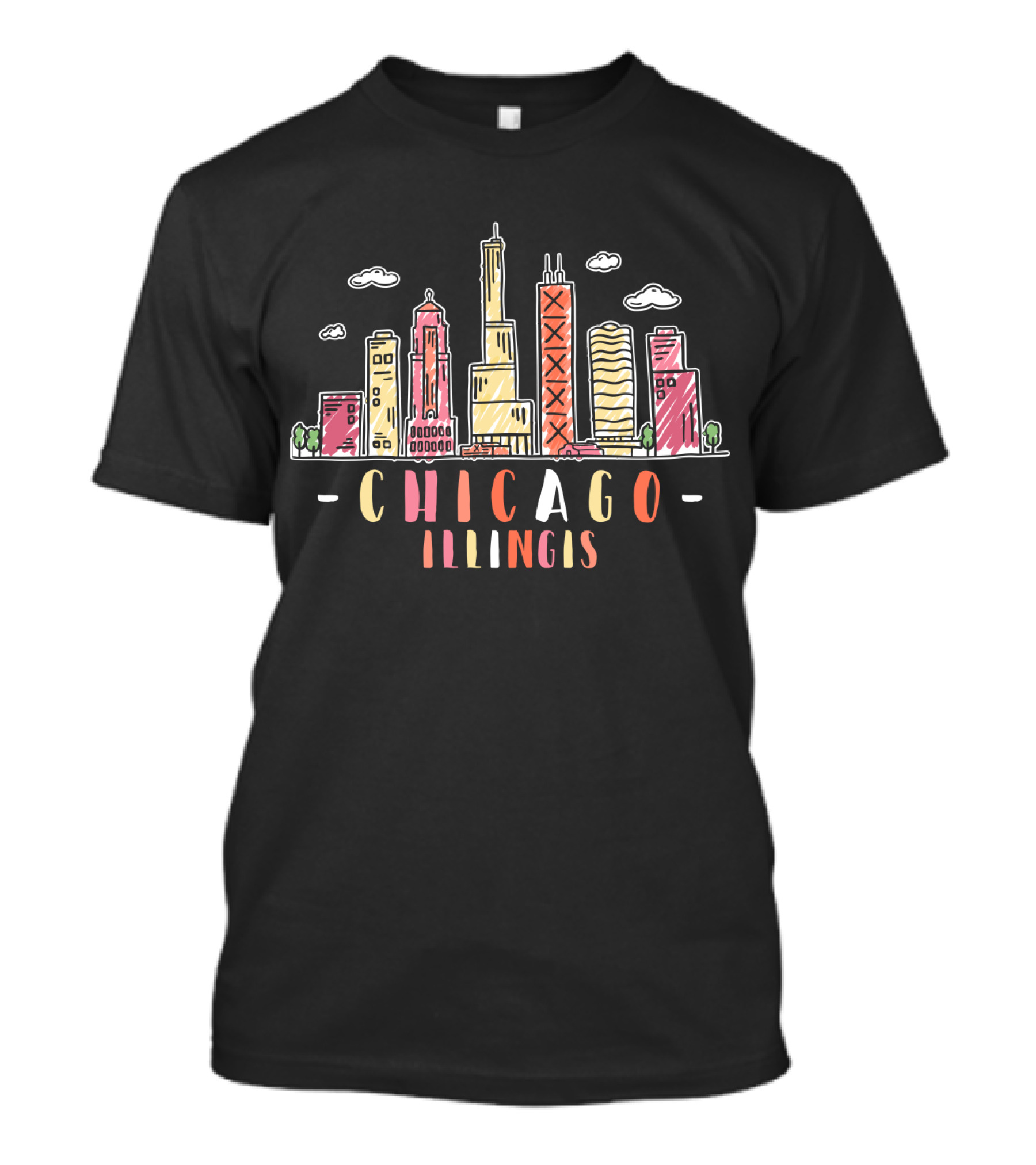 Chicago Skyline Illinois Colorful Cityscape T-Shirt