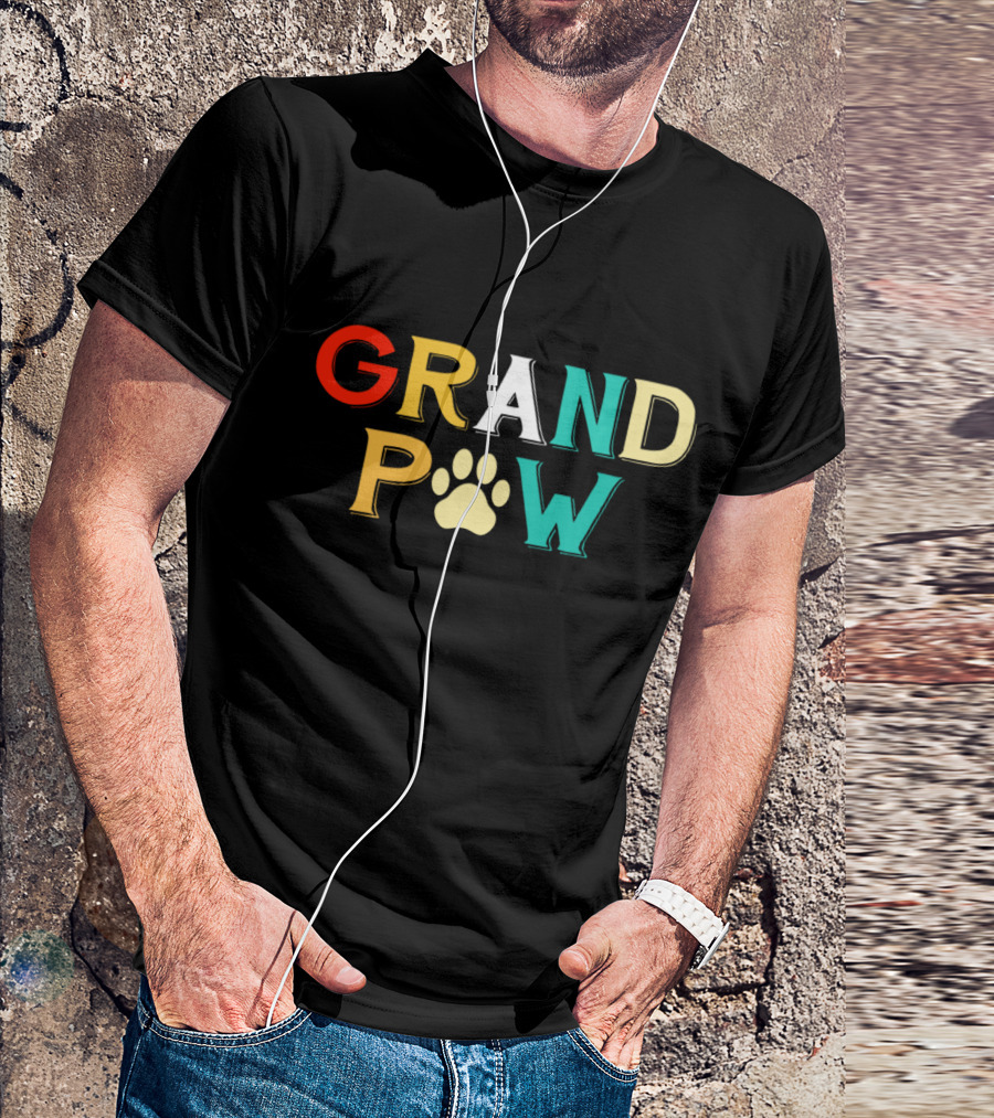 Grand Paw Doggy Puppy Lover Grandpa Funny Dog Paw Prints T-Shirt