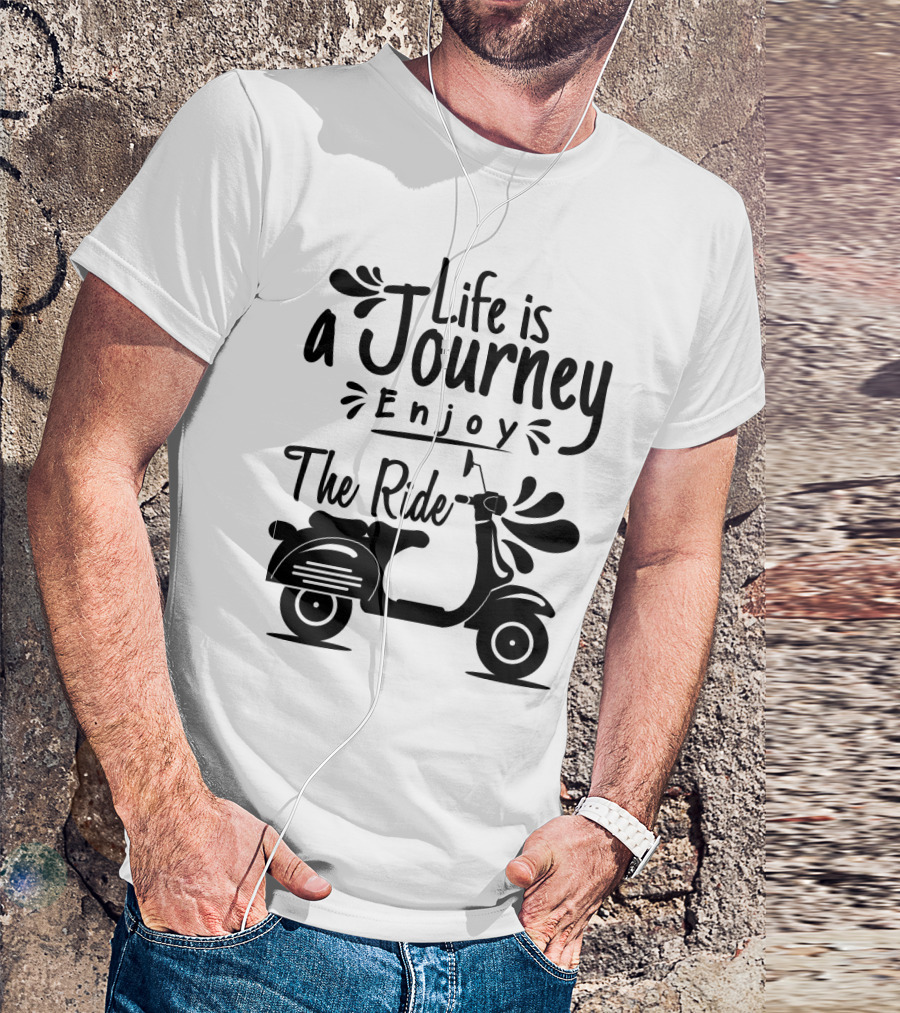 Life Is A Journey Enjoy The Ride Vespa Scooter Motif T-Shirt