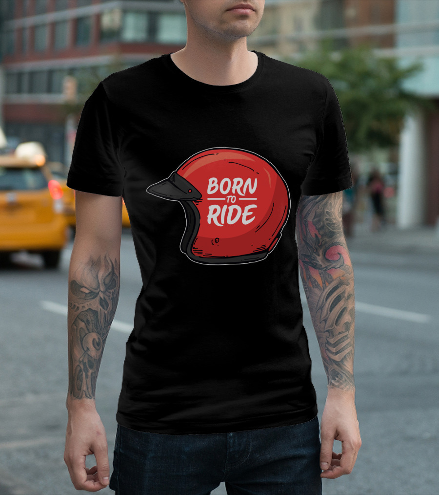 Born to Ride Retro Red Motorcycle Helmet T-Shirt