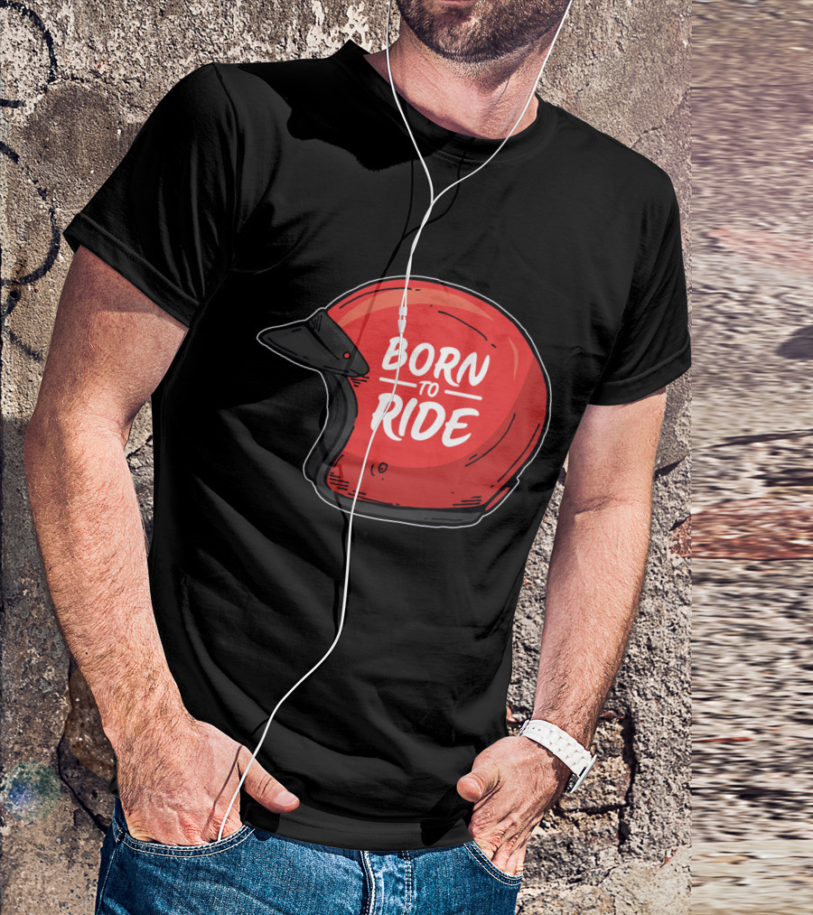 Born To Ride Retro Red Motorcycle Helmet T-Shirt