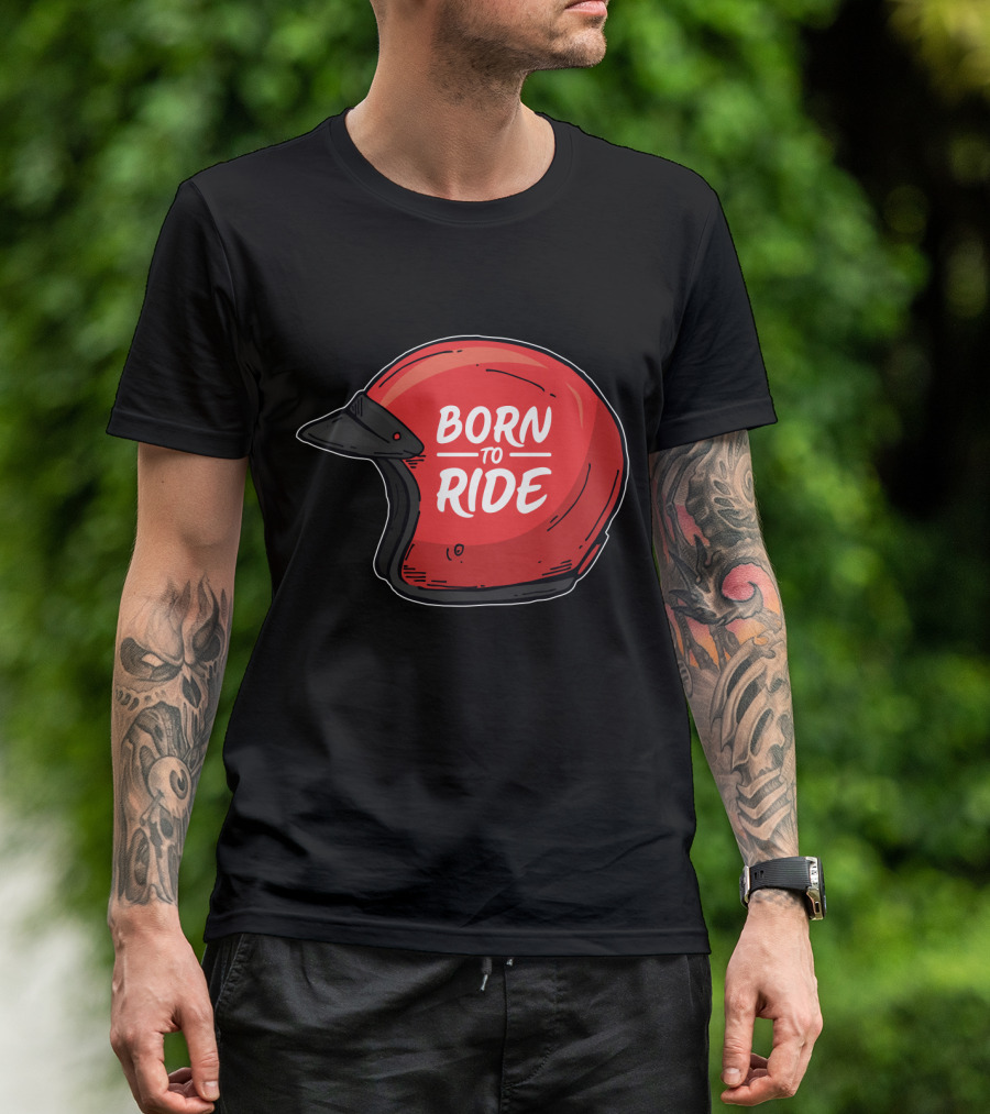 Born To Ride Retro Red Motorcycle Helmet T-Shirt