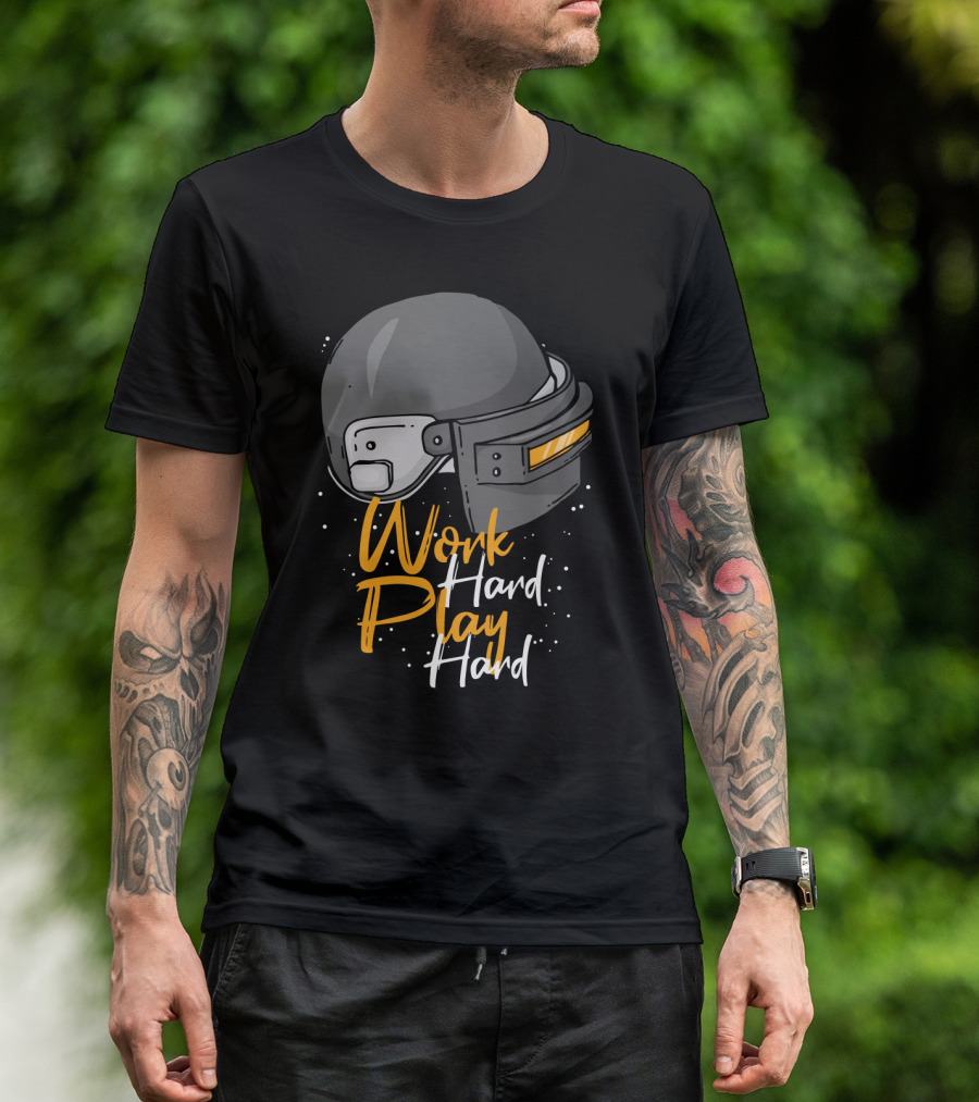 Work Hard Play Hard Football Helmet T-Shirt