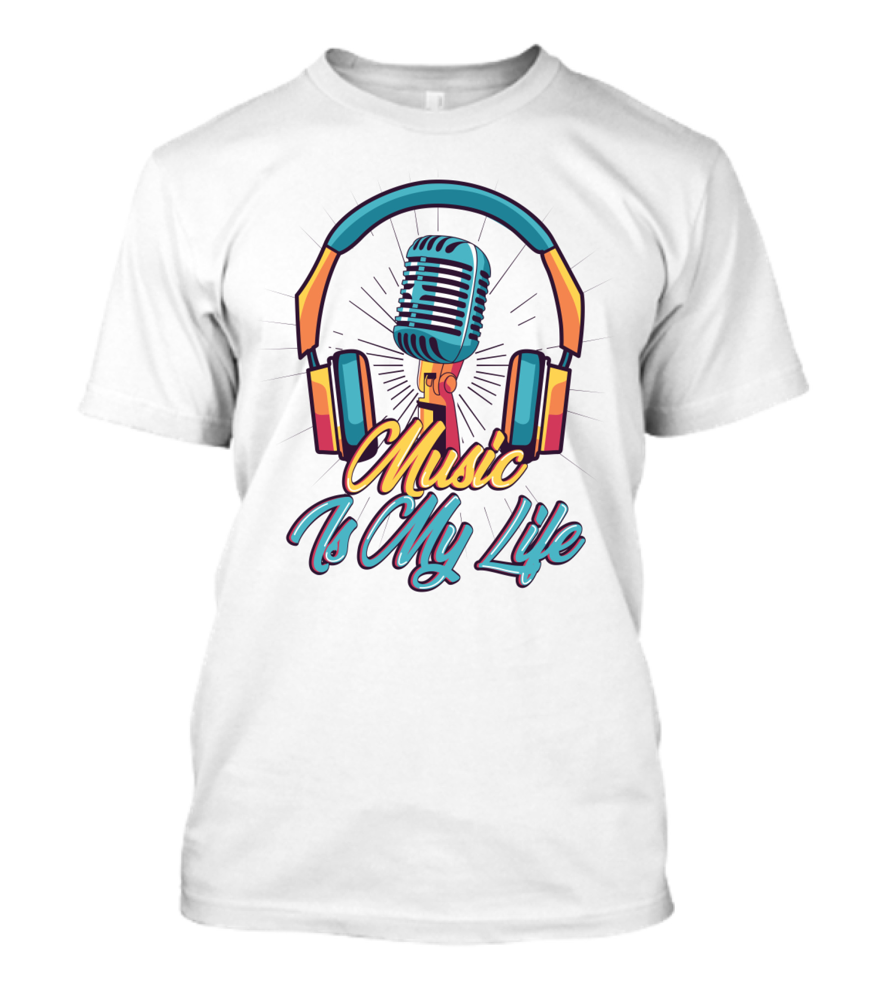 Funny Music Is My Life Microphone Headphones T-Shirt