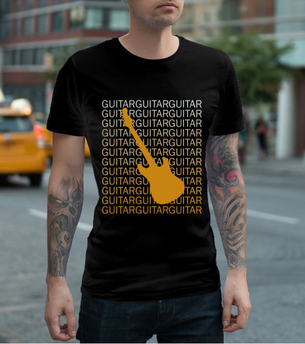 Guitar Guitar Repeated Yellow Electric Guitar T-Shirt