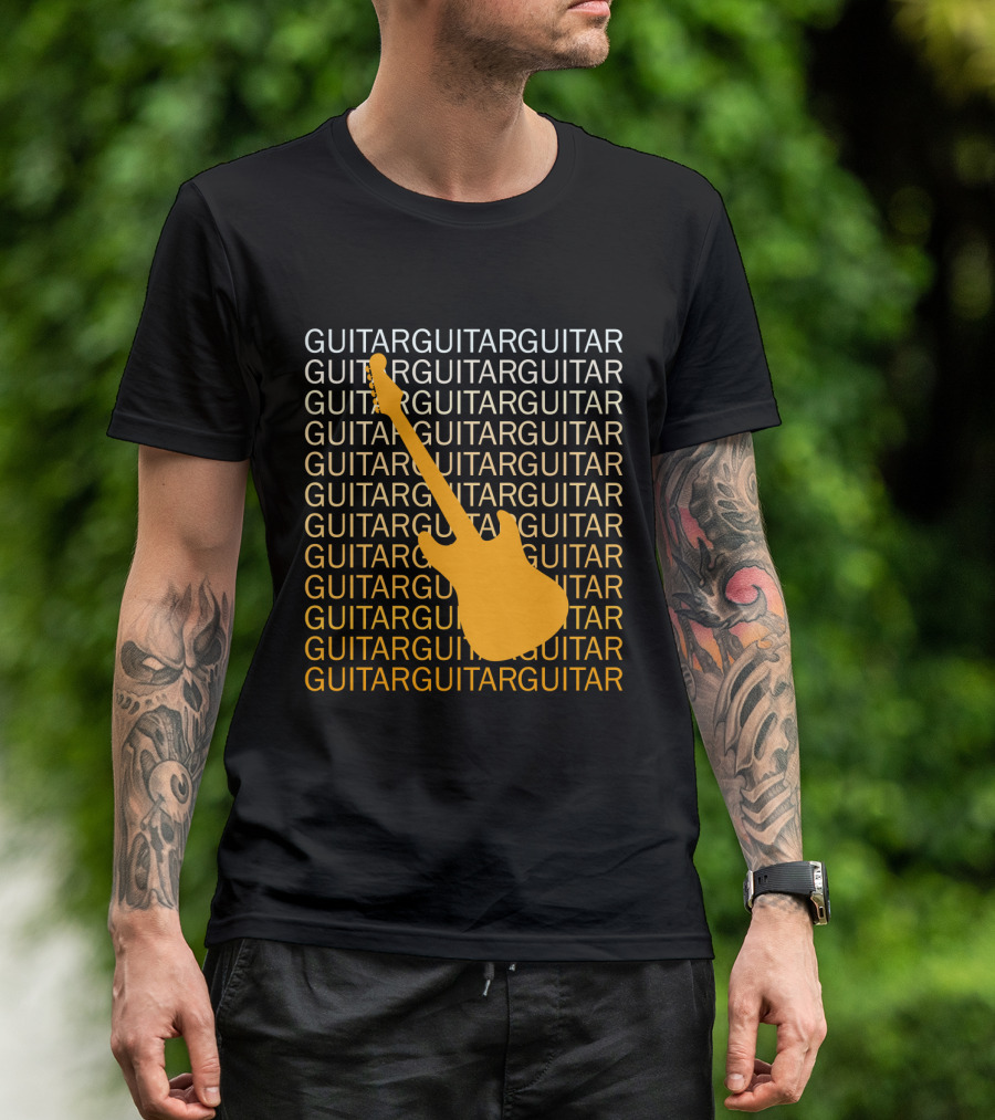 Guitar Guitar Repeated Yellow Electric Guitar T-Shirt
