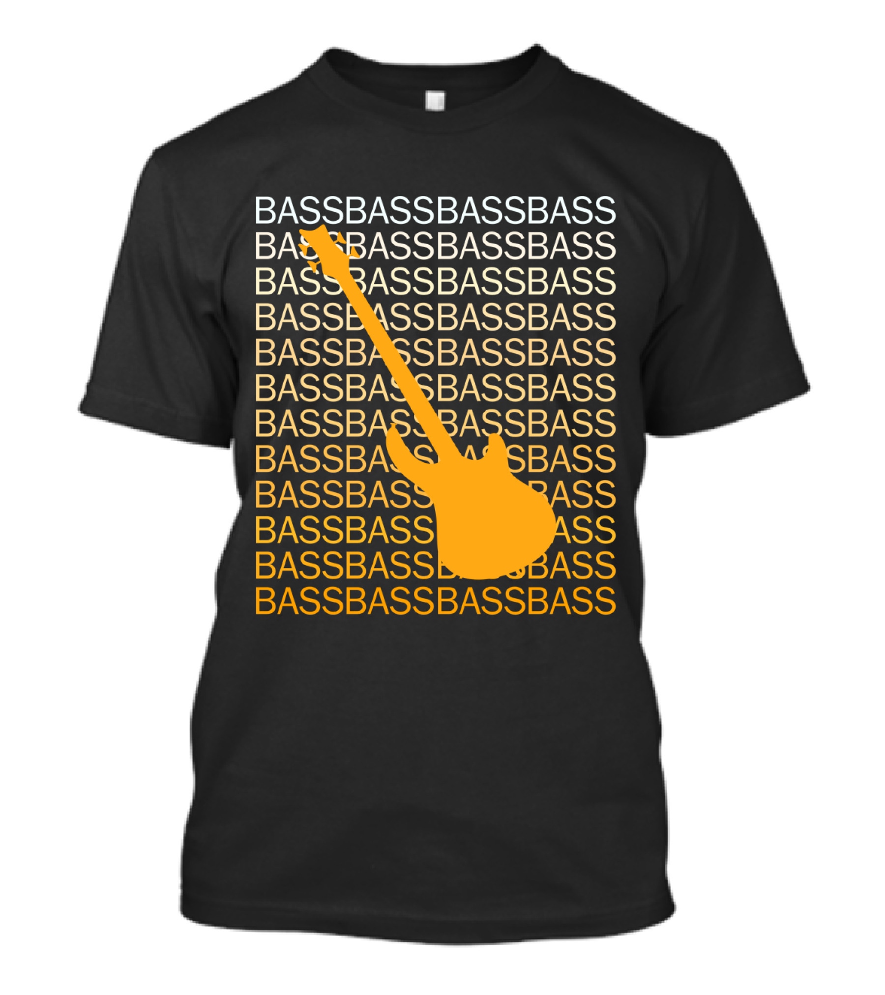Bass Guitar Silhouette With Repeated Bass Text T-Shirt