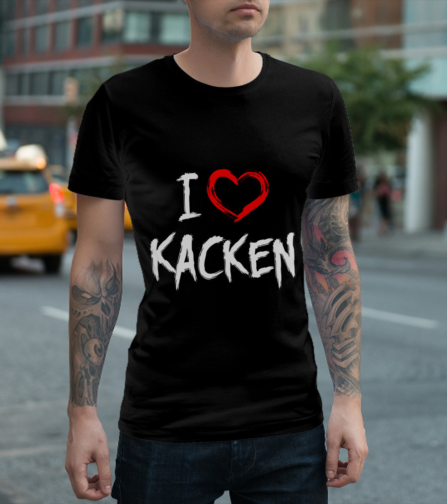 I Heart Kacken Bold White Text with Red Brush Heart T-Shirt