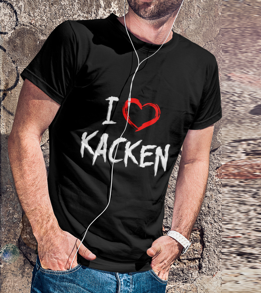 I Heart Kacken Bold White Text With Red Brush Heart T-Shirt