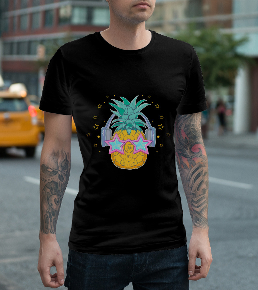 Pineapple Music Star Glasses Headphones T-Shirt