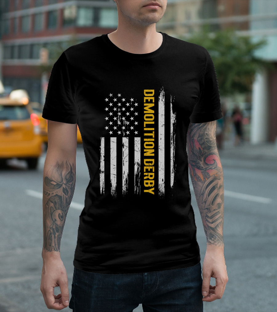 Vintage USA Flag Demolition Derby T-Shirt