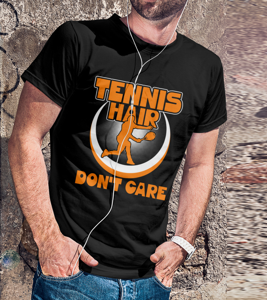 Tennis Hair Don't Care Silhouette Playing Racket T-Shirt