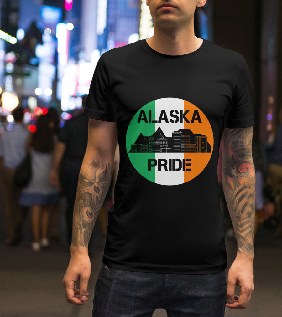 Alaska Pride Skyline With Irish Flag Colors T-Shirt