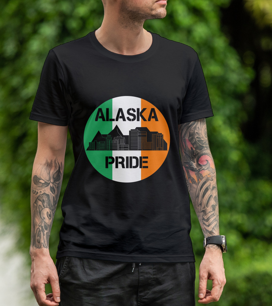 Alaska Pride Skyline With Irish Flag Colors T-Shirt