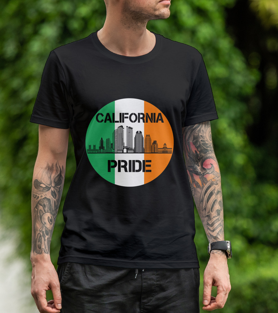 California Pride Skyline With Irish Flag Elements T-Shirt