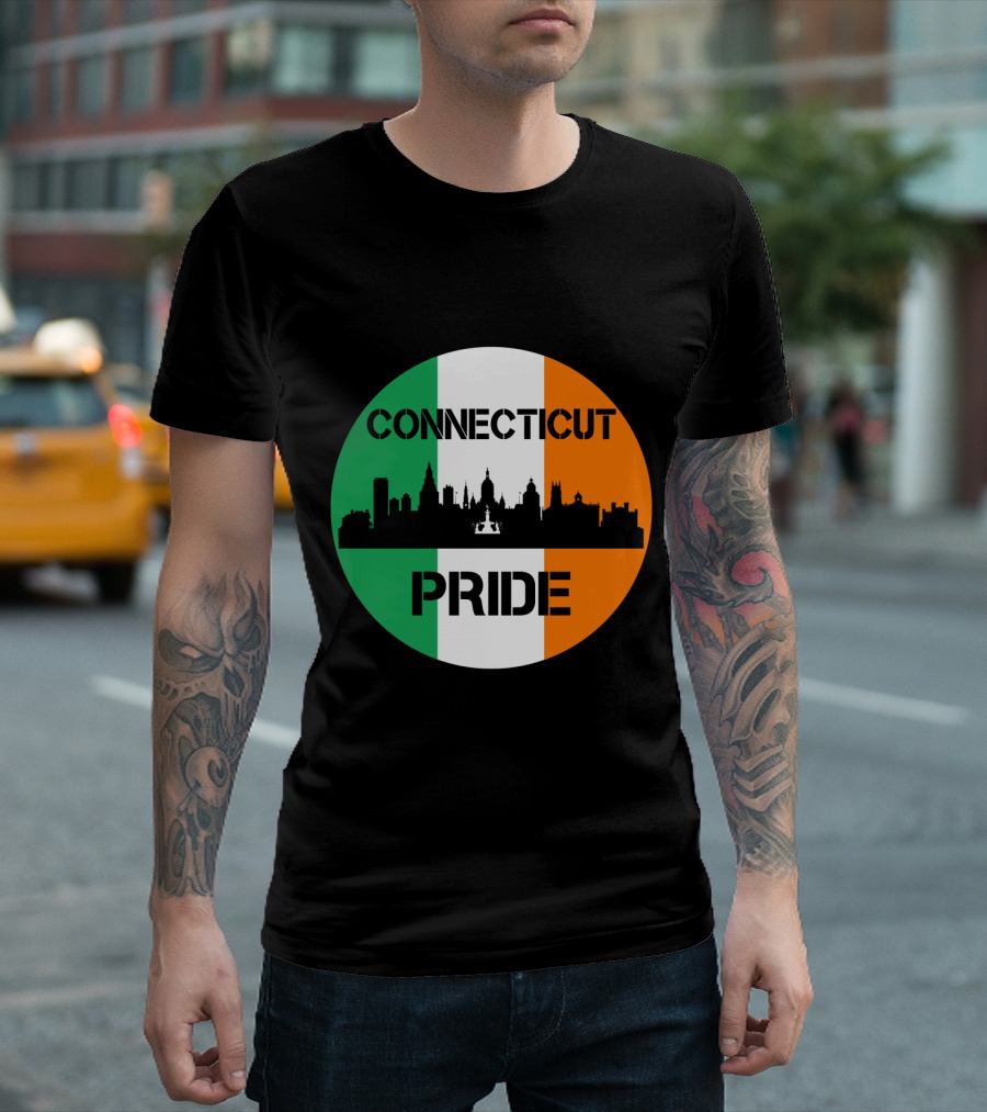 Connecticut Pride Skyline Irish Flag T-Shirt