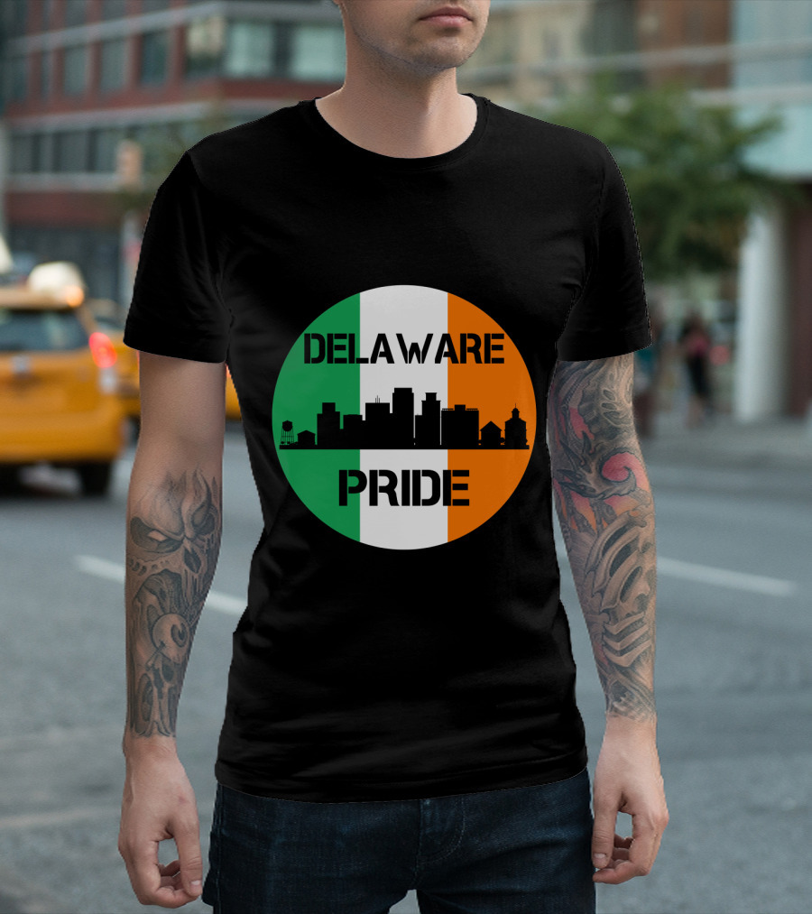 Delaware Pride Skyline Irish Flag T-Shirt