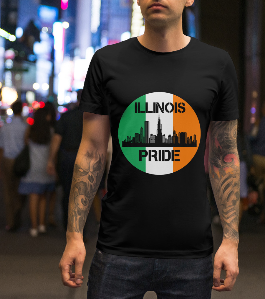 Illinois Pride Skyline Irish Flag T-Shirt