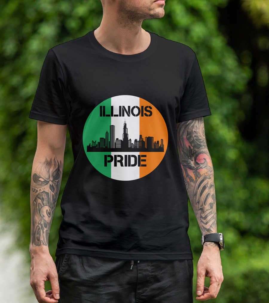 Illinois Pride Skyline Irish Flag T-Shirt