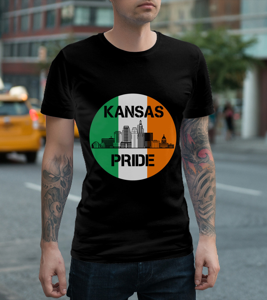 Kansas Pride Irish Flag Skyline Kansas T-Shirt