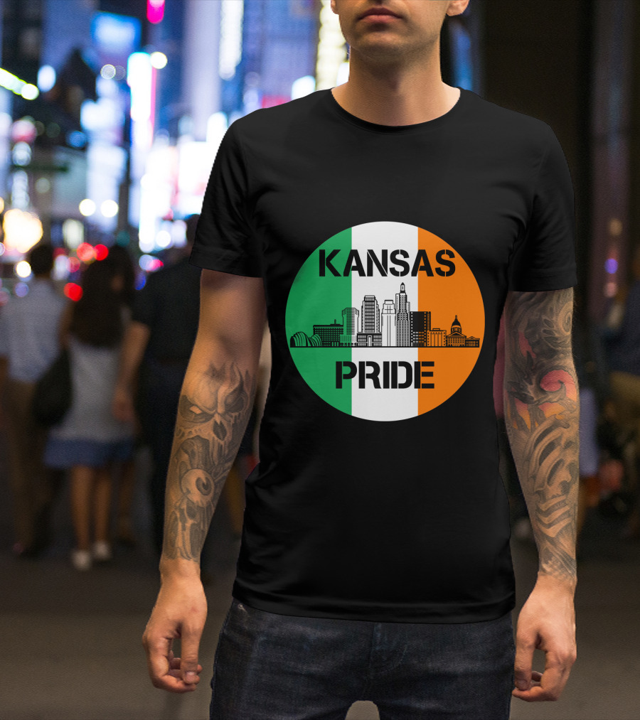 Kansas Pride Irish Flag Skyline Kansas T-Shirt