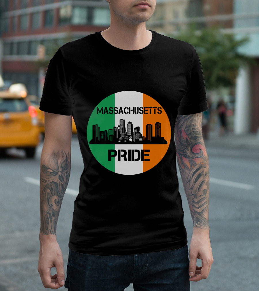Massachusetts Pride Skyline Irish Flag T-Shirt
