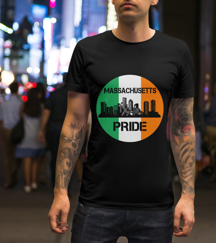 Massachusetts Pride Skyline Irish Flag T-Shirt