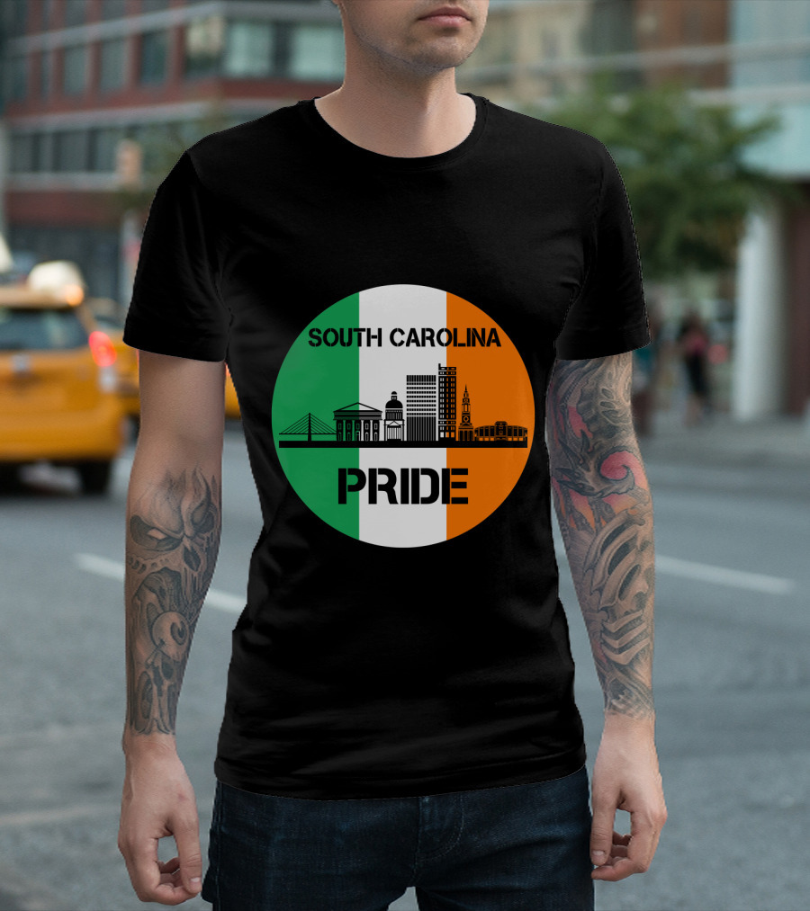 South Carolina Pride Skyline with Irish Flag Elements T-Shirt