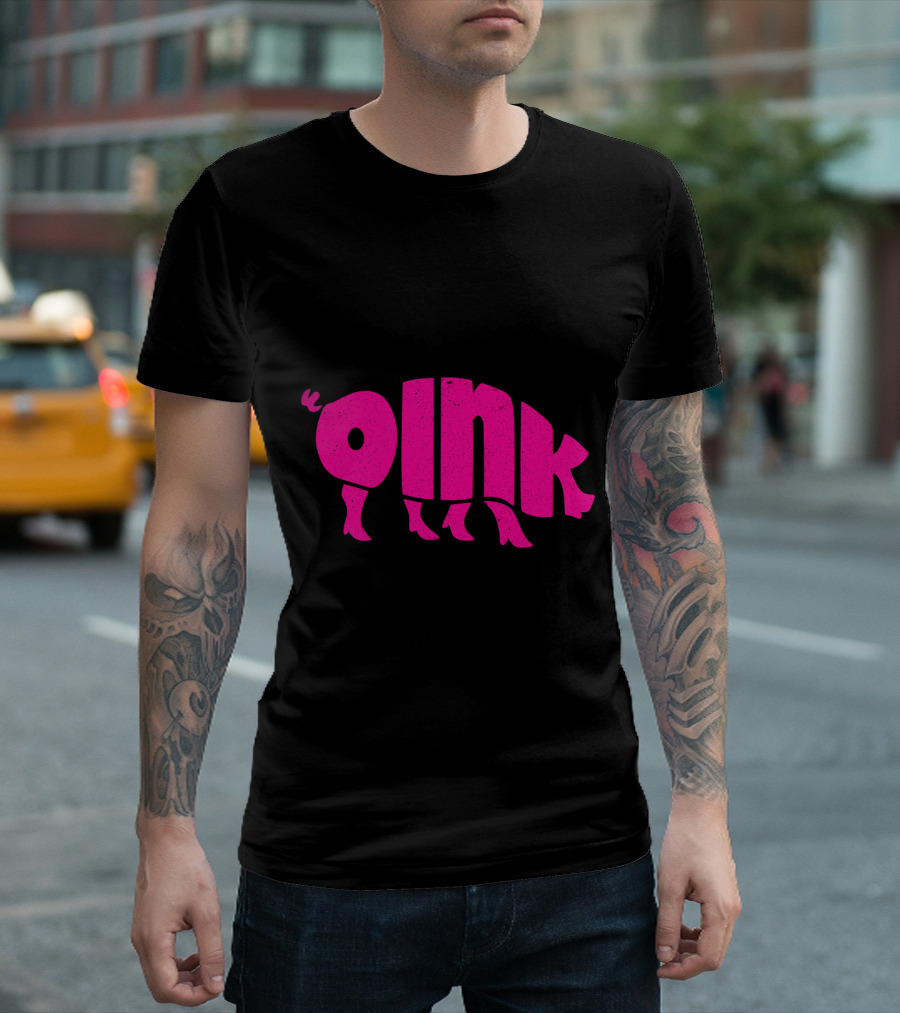 OINK Pink Pig Silhouette Humor T-Shirt