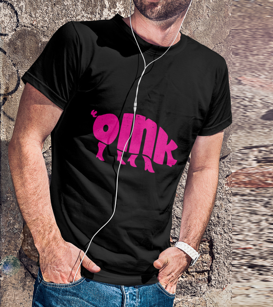 OINK Pink Pig Silhouette Humor T-Shirt
