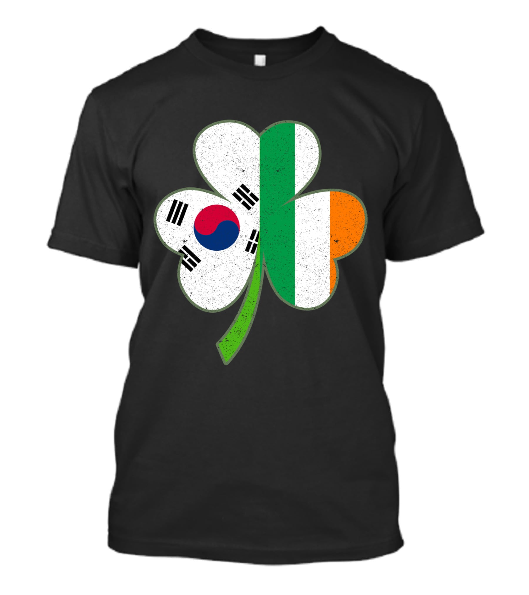 St Patricks Day Irish Korean Shamrock Green Clover Flag Fusion T-Shirt
