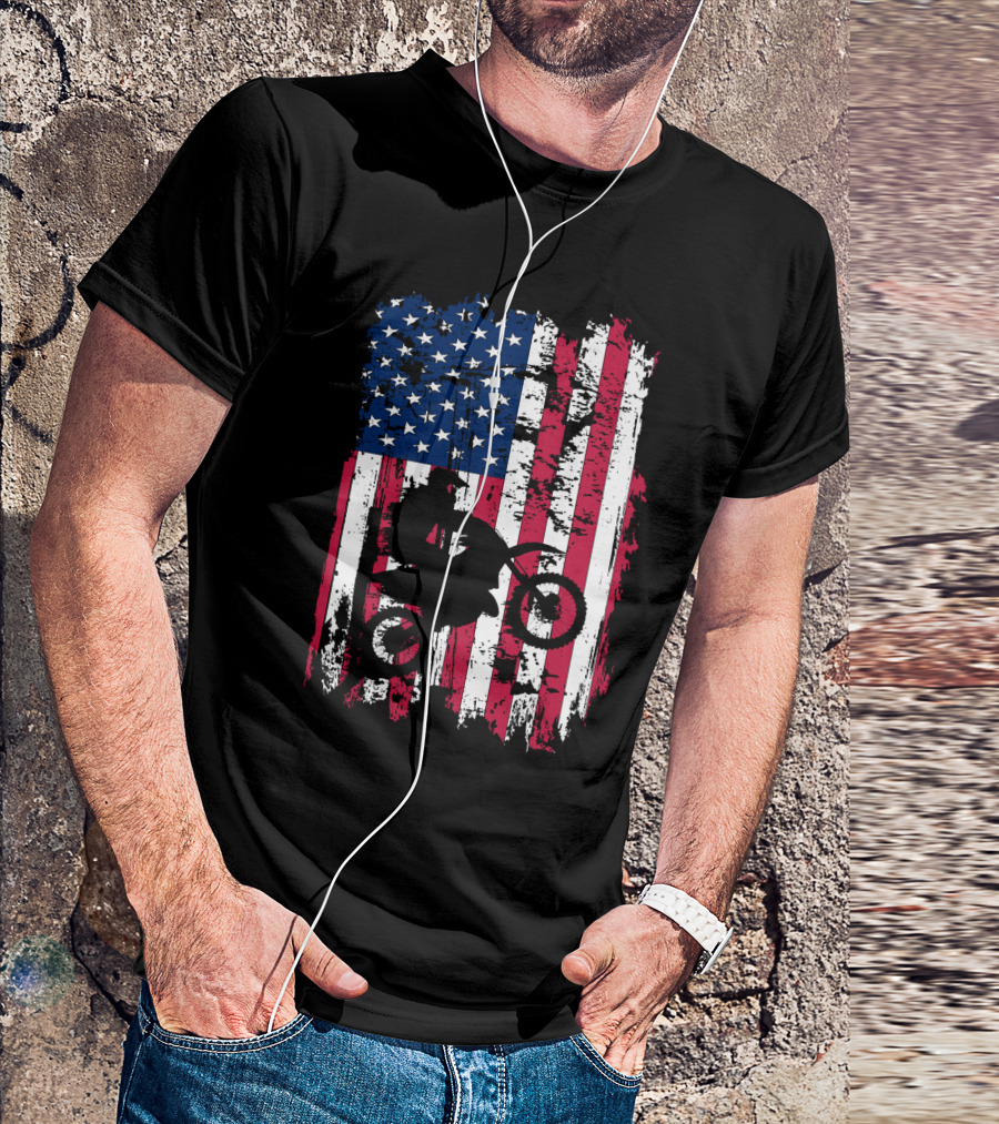 Motorcross Vintage American Flag Dirt Biking MotoX Racing T-Shirt