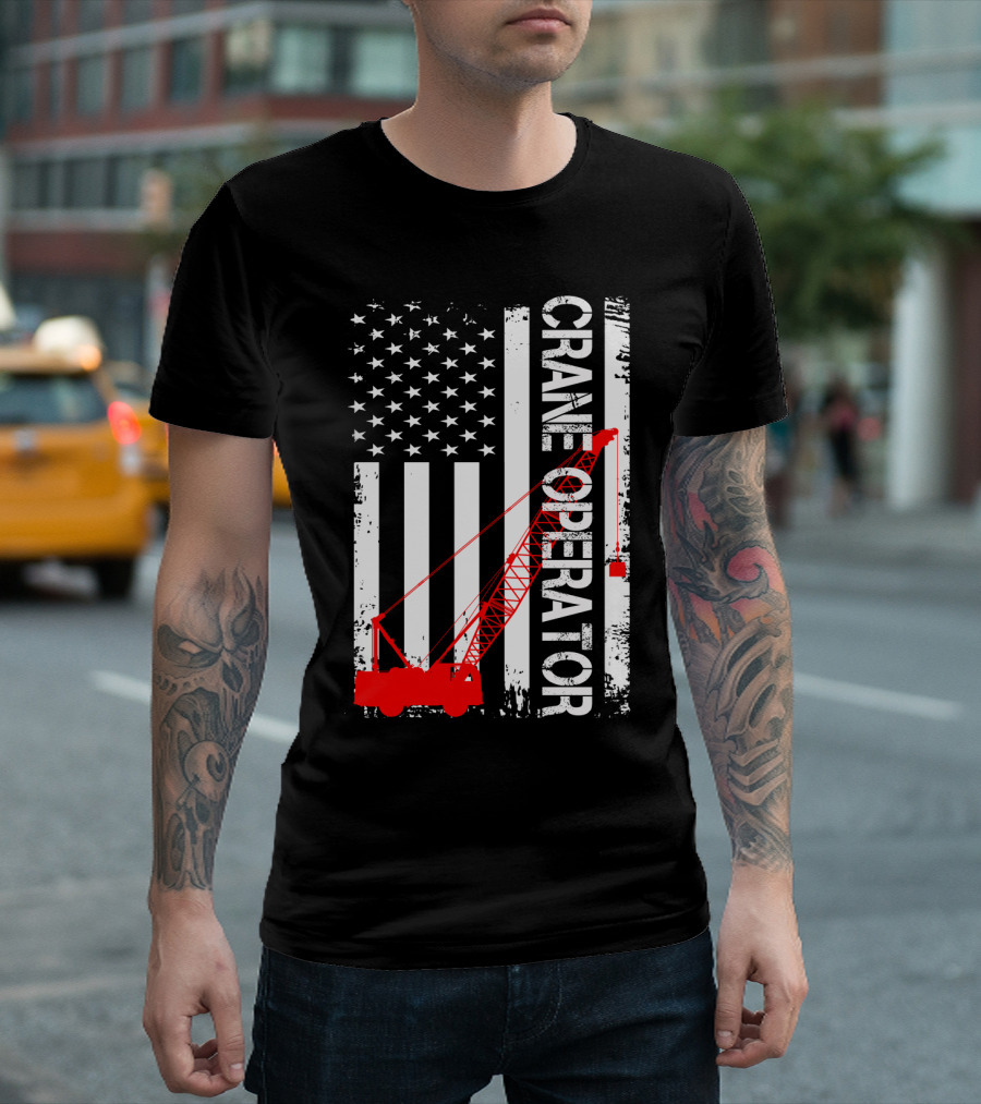 Crane Operator American Flag T-Shirt