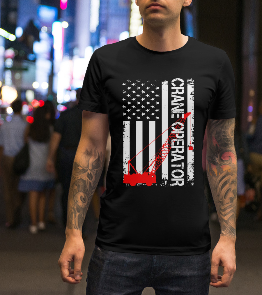 Crane Operator American Flag T-Shirt
