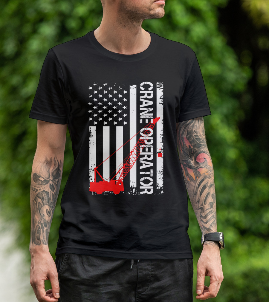 Crane Operator American Flag T-Shirt