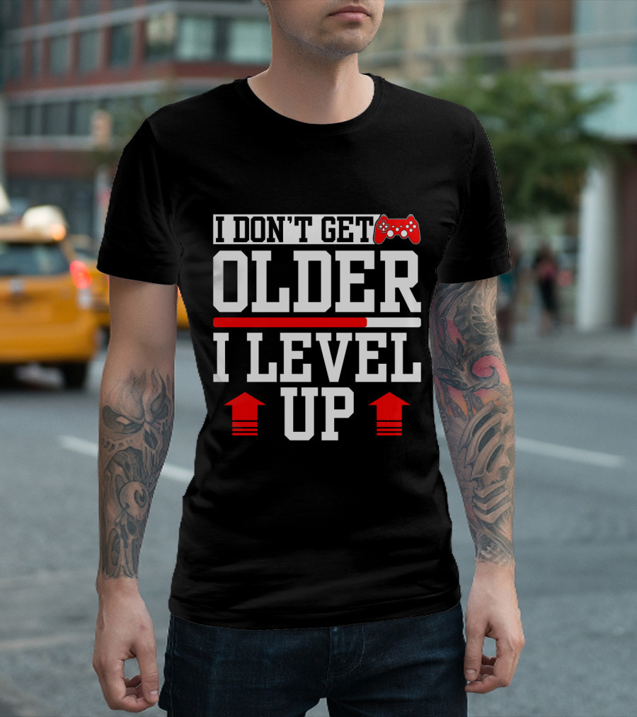 I Don't Get Older I Level Up Gamer Birthday Controller Retro T-Shirt