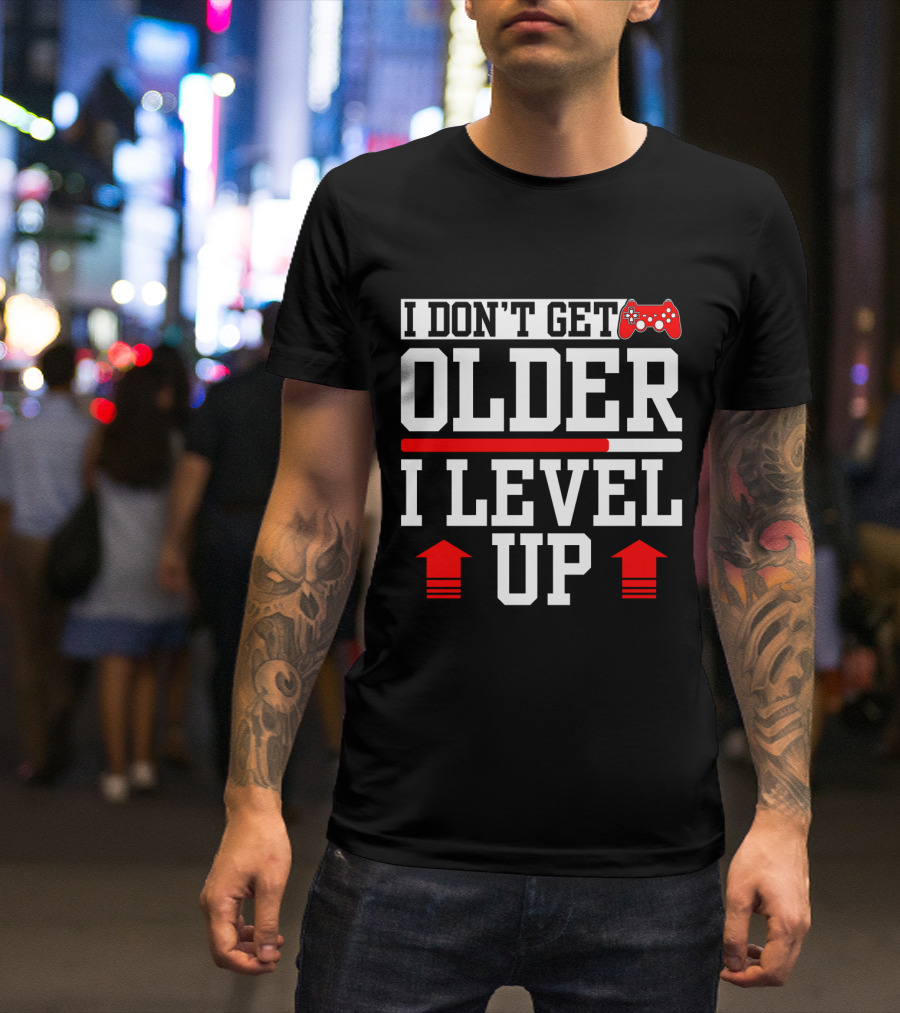 I Don't Get Older I Level Up Gamer Birthday Controller Retro T-Shirt