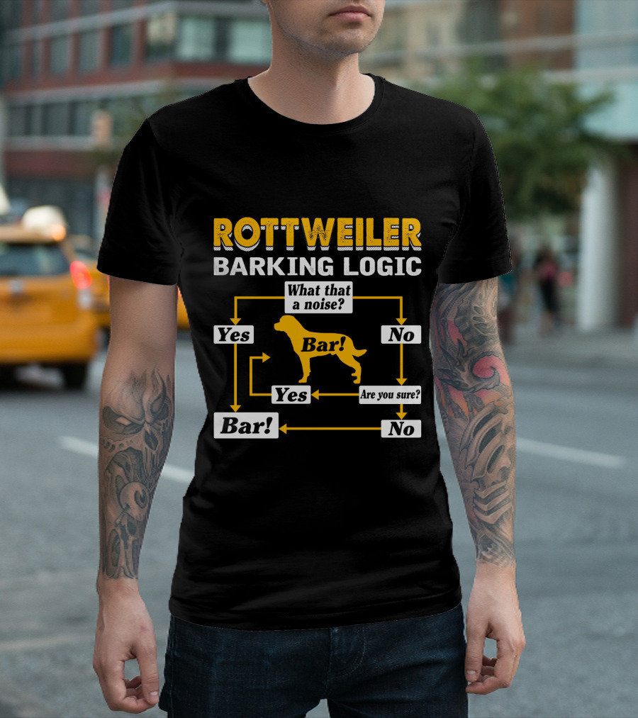 Rottweiler Barking Logic Flowchart Yes Bar What That a Noise Are You Sure T-Shirt