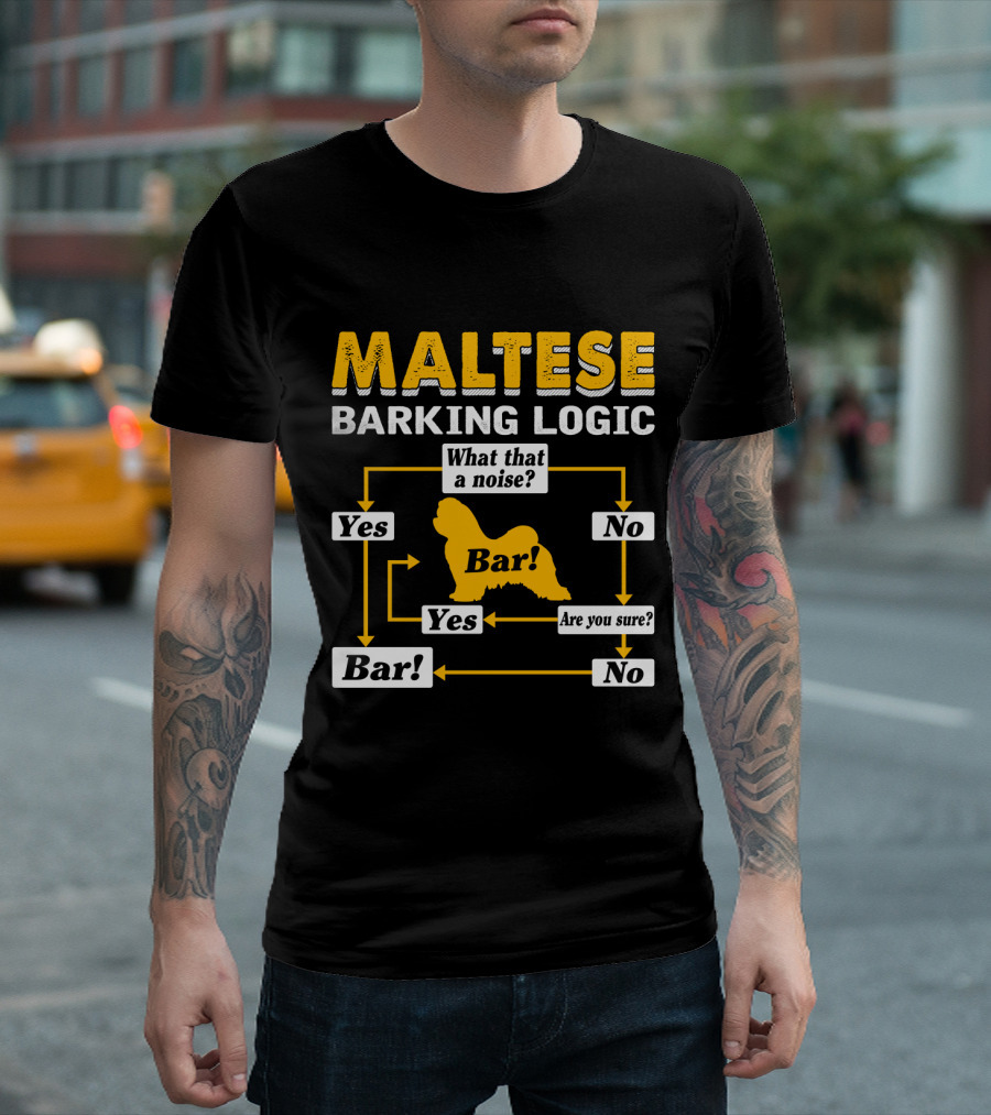 Maltese Barking Logic What That A Noise Bar Are You Sure? Yes No T-Shirt